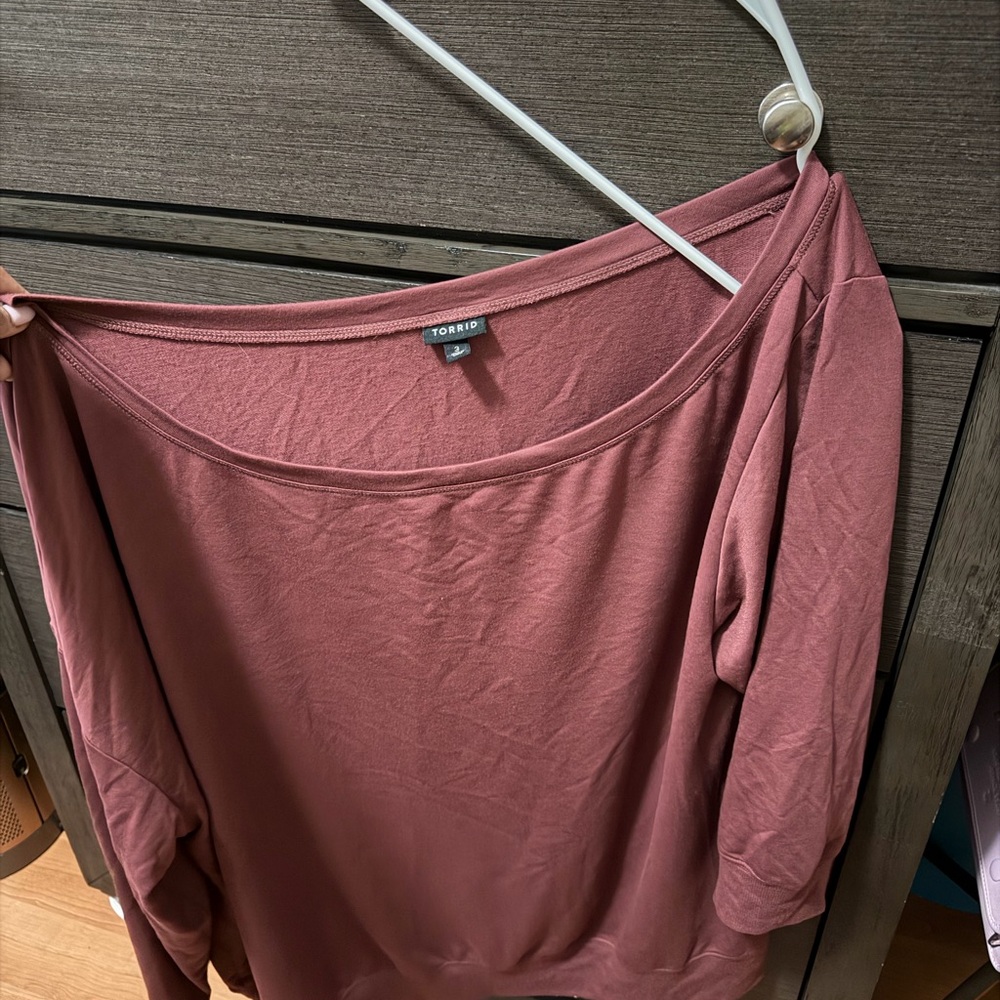 torrid dusty rose off-shoulder pullover
